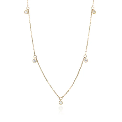 Diamond Bezel Dangle Necklace In 10K Yellow Gold (1/4 Ct. Tw.)