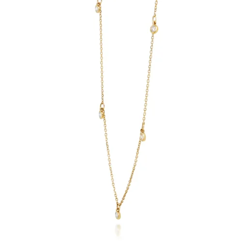 Diamond Bezel Dangle Necklace In 10K Yellow Gold (1/4 Ct. Tw.)