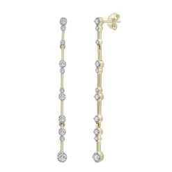 Diamond Bezel Drop Earrings In 10K Yellow Gold (1/4 Ct. Tw.)