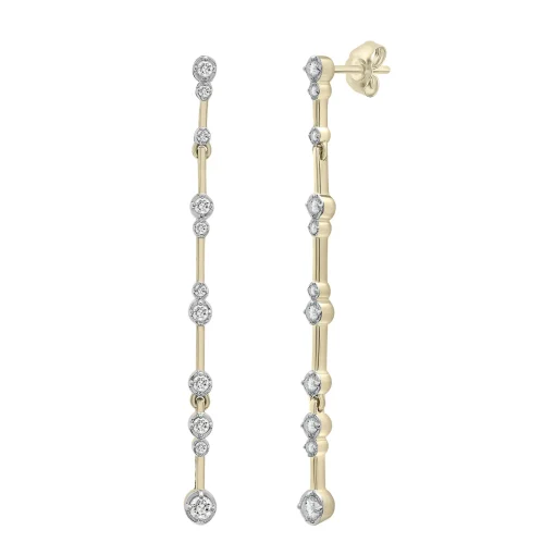 Diamond Bezel Drop Earrings In 10K Yellow Gold (1/4 Ct. Tw.)