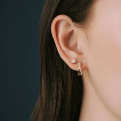 Diamond Bezel Illusion Earrings In Vermeil (1/10 Ct. Tw.)