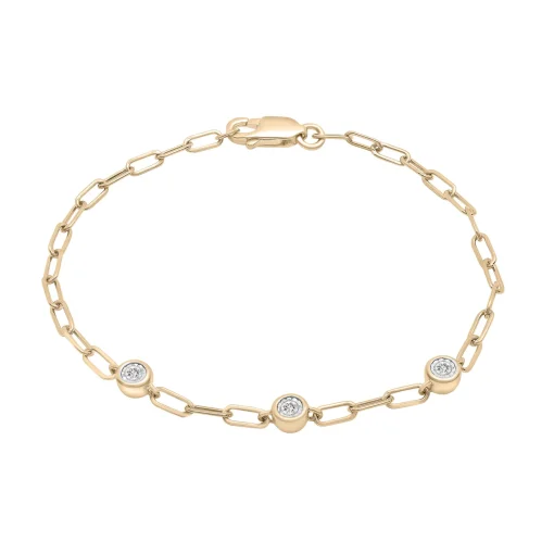 Diamond Bezel Paperclip Bracelet In Vermeil (1/10 Ct. Tw.)