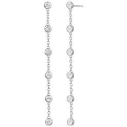 Diamond Bezel-Set Drop Earrings In Sterling Silver (1/10 Ct. Tw.)