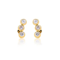Diamond Bezel-Set Earrings In 10K Yellow Gold (1/7 Ct. Tw.)