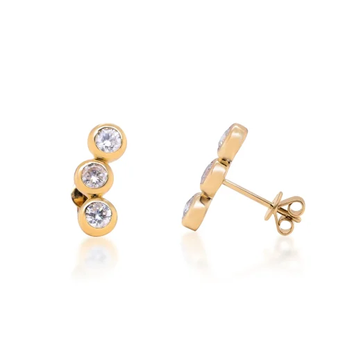 Diamond Bezel-Set Earrings In 10K Yellow Gold (1/7 Ct. Tw.)