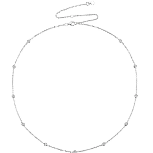 Diamond Bezel-Set Necklace In Sterling Silver (1/10 Ct. Tw.)