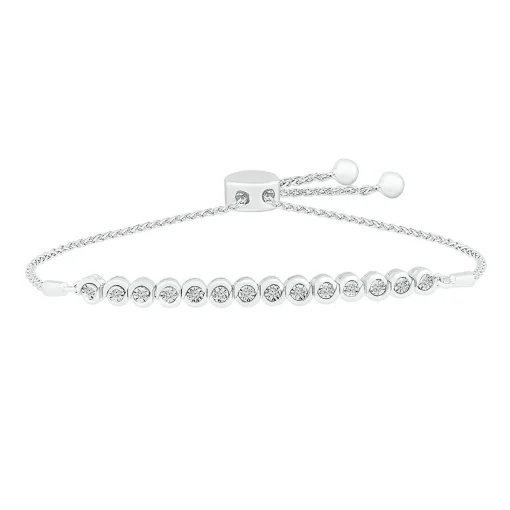 Diamond Bolo Bracelet With Bezel-Setting In Sterling Silver (1/4 Ct. Tw.)