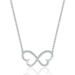 Diamond Butterfly Necklace With Infinity Design In Sterling Silver (1/7 Ct. Tw.)