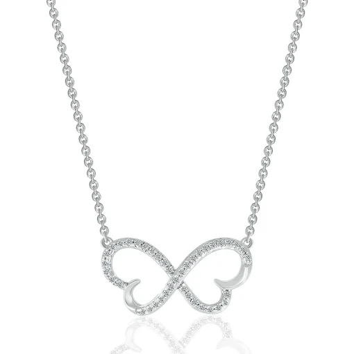 Diamond Butterfly Necklace With Infinity Design In Sterling Silver (1/7 Ct. Tw.)