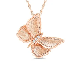Diamond Butterfly Pendant In 10K Rose Gold