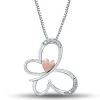 Diamond Butterfly Pendant In Sterling Silver