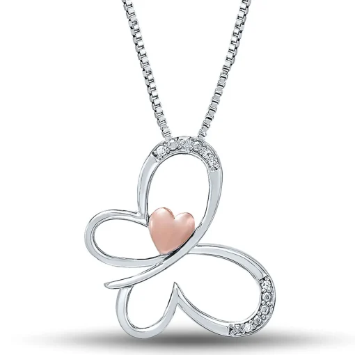 Diamond Butterfly Pendant In Sterling Silver