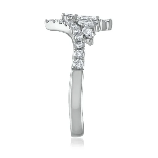 Diamond Chevron Ring In 14K White Gold (7/8 Ct. Tw.)
