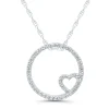 Diamond Circle Pendant With Heart In 10K White Gold (1/7 Ct. Tw.)