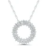 Diamond Circle Pendant With Prong Edges In 10K White Gold (3/8 Ct. Tw.)