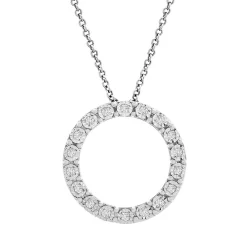 Diamond Circle Pendant With Illusion Settings In Sterling Silver (1/10 Ct. Tw.)