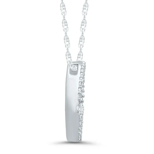 Diamond Circle Pendant With Heart In 10K White Gold (1/7 Ct. Tw.)