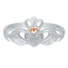 Diamond Claddagh Ring In Sterling Silver & 14K Rose Gold