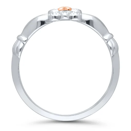 Diamond Claddagh Ring In Sterling Silver & 14K Rose Gold