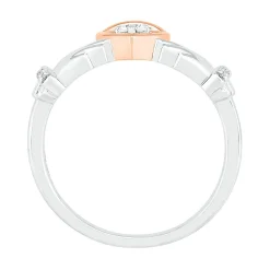 Diamond Claddagh Ring In Sterling Silver & 10K Rose Gold