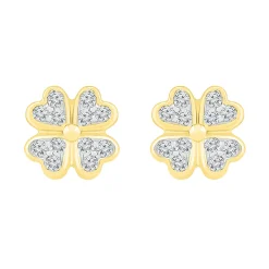 Diamond Clover Earrings In 10K Yellow Gold (1/10 Ct. Tw.)