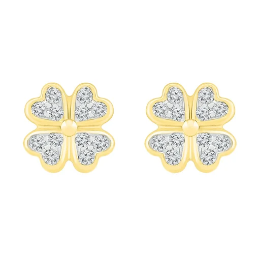Diamond Clover Earrings In 10K Yellow Gold (1/10 Ct. Tw.)