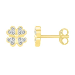 Diamond Clover Earrings In 10K Yellow Gold (1/10 Ct. Tw.)