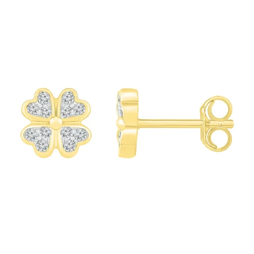 Diamond Clover Earrings In 10K Yellow Gold (1/10 Ct. Tw.)