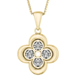 Diamond Clover Pendant In 14K Yellow Gold (1/7 Ct. Tw.)