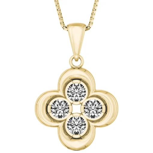 Diamond Clover Pendant In 14K Yellow Gold (1/7 Ct. Tw.)