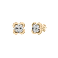 Diamond Clover Stud Earrings In 14K Yellow Gold (1/5 Ct. Tw.)