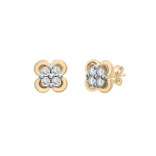 Diamond Clover Stud Earrings In 14K Yellow Gold (1/5 Ct. Tw.)