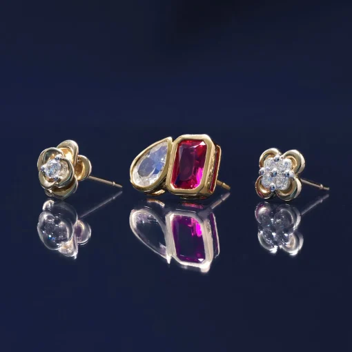 Diamond Clover Stud Earrings In 14K Yellow Gold (1/5 Ct. Tw.)