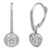 Diamond Cluster Drop Earrings With Halos In 10K White Gold (1/2 Ct. Tw.)