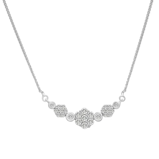 Diamond Cluster Necklace In 10K White Gold (1/2 Ct. Tw.)