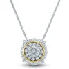 Diamond Cluster Pendant With Two Tones In Sterling Silver & 10K Yellow Gold (1/4 Ct. Tw.)