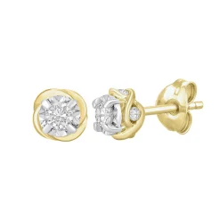 Diamond Cluster Stud Earrings With Illusion Settings In 10K Gold (1/4 Ct. Tw.)