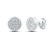 Diamond Cluster Stud Earrings With Milgrain Detail In Sterling Silver (1/10 Ct. Tw.)