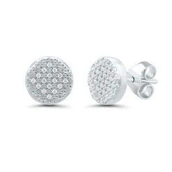 Diamond Cluster Stud Earrings With Milgrain Detail In Sterling Silver (1/10 Ct. Tw.)