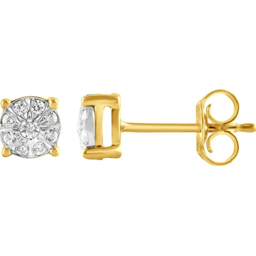 Diamond Cluster Stud Earrings In 10K Gold (1/5 Ct. Tw.)