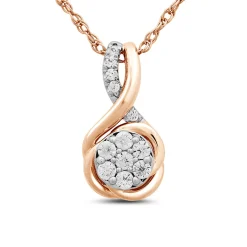 Diamond Cluster Twist Pendant In 10K Rose Gold (1/4 Ct. Tw.)