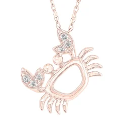 Diamond Crab Pendant In 10K Rose Gold
