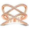 Diamond Crisscross Ring In 10K Rose Gold (1/4 Ct. Tw.)