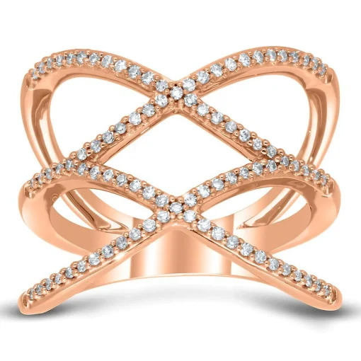 Diamond Crisscross Ring In 10K Rose Gold (1/4 Ct. Tw.)