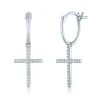 Diamond Cross Dangle Earrings In Sterling Silver (1/10 Ct. Tw.)