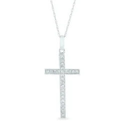Diamond Cross Pendant In 14K White Gold (1/5 Ct. Tw.)