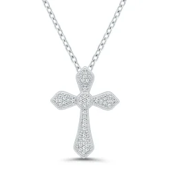 Diamond Cross Pendant In Sterling Silver (1/10 Ct. Tw.)