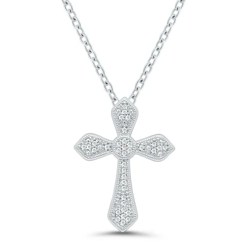 Diamond Cross Pendant In Sterling Silver (1/10 Ct. Tw.)