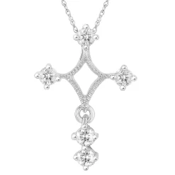 Diamond Cross Pendant In 10K White Gold (1/7 Ct. Tw.)