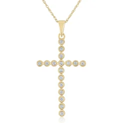 Diamond Cross Pendant In 14K Yellow Gold (1/7 Ct. Tw.)